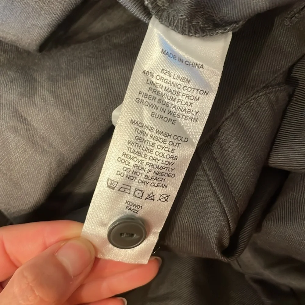 NWT Quince Cotton Linen Twill Coverall Women's Gray Jumpsuit Size Medium